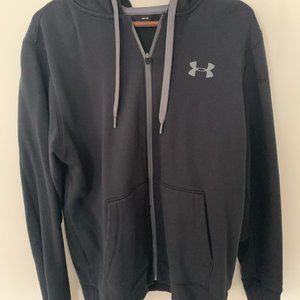 Under Armour Large Zip Up Hoodie Black and Gray